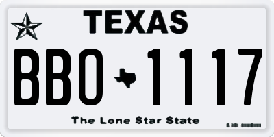 TX license plate BBO1117