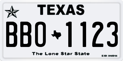 TX license plate BBO1123