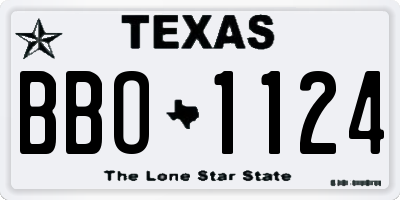 TX license plate BBO1124