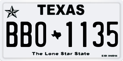 TX license plate BBO1135
