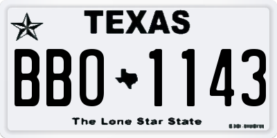 TX license plate BBO1143