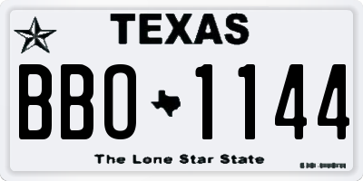 TX license plate BBO1144