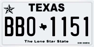 TX license plate BBO1151