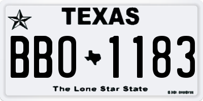 TX license plate BBO1183