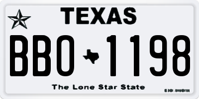 TX license plate BBO1198