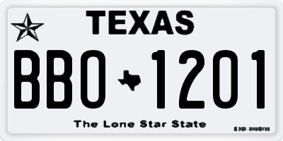 TX license plate BBO1201