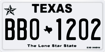 TX license plate BBO1202