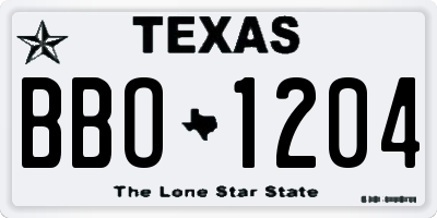 TX license plate BBO1204