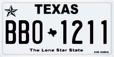 TX license plate BBO1211