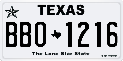 TX license plate BBO1216