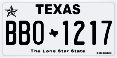 TX license plate BBO1217