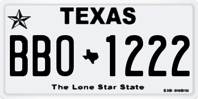 TX license plate BBO1222