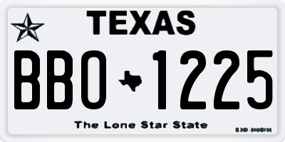 TX license plate BBO1225