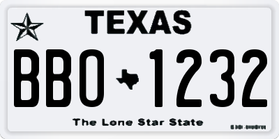 TX license plate BBO1232