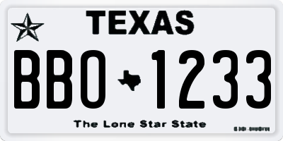TX license plate BBO1233