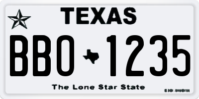 TX license plate BBO1235