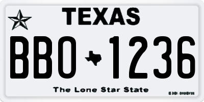 TX license plate BBO1236