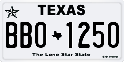 TX license plate BBO1250