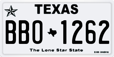 TX license plate BBO1262