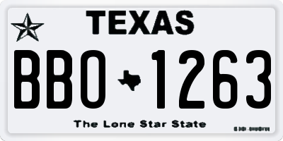 TX license plate BBO1263