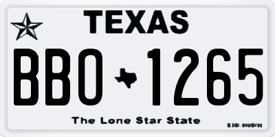 TX license plate BBO1265