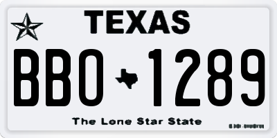 TX license plate BBO1289