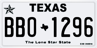 TX license plate BBO1296