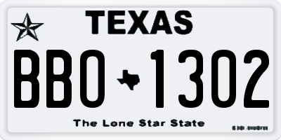 TX license plate BBO1302