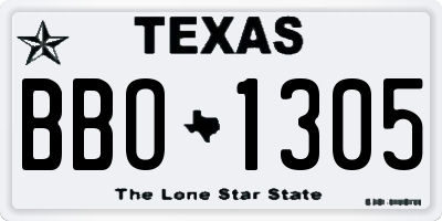 TX license plate BBO1305
