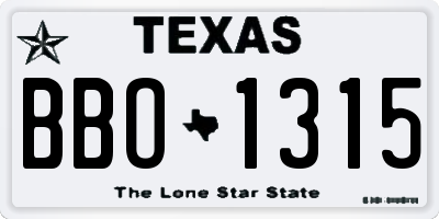 TX license plate BBO1315