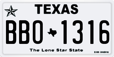 TX license plate BBO1316