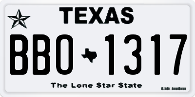 TX license plate BBO1317