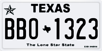 TX license plate BBO1323
