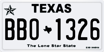 TX license plate BBO1326