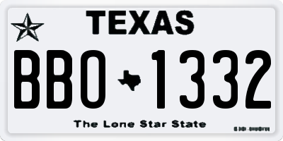 TX license plate BBO1332