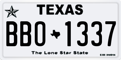 TX license plate BBO1337
