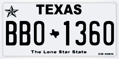 TX license plate BBO1360