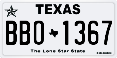 TX license plate BBO1367
