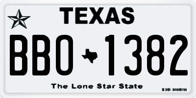 TX license plate BBO1382