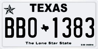 TX license plate BBO1383