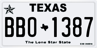 TX license plate BBO1387