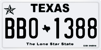 TX license plate BBO1388