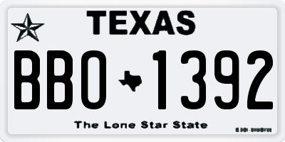 TX license plate BBO1392