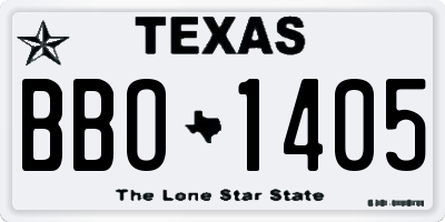 TX license plate BBO1405