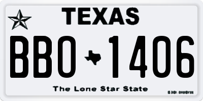 TX license plate BBO1406