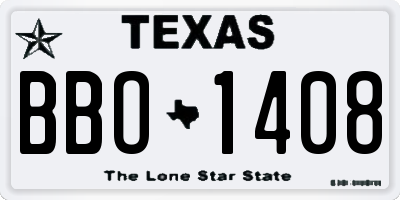 TX license plate BBO1408