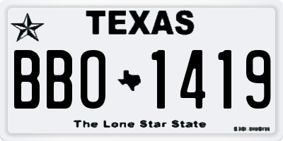 TX license plate BBO1419