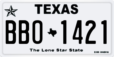 TX license plate BBO1421