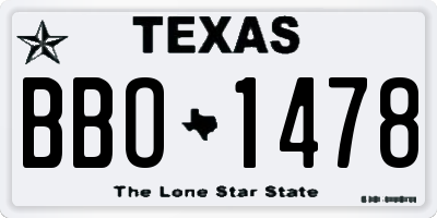 TX license plate BBO1478