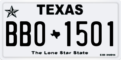 TX license plate BBO1501